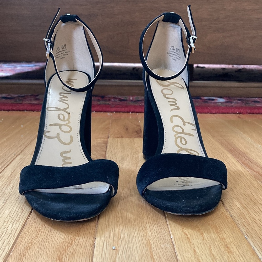 Sam Edelman Women's Yaro Ankle Strap Block Heel Sandals 7.5 suede - Picture 6 of 8